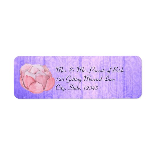 Waterverf Roos-gekleurd Succulent Rustic Paars Etiket (Voorkant)