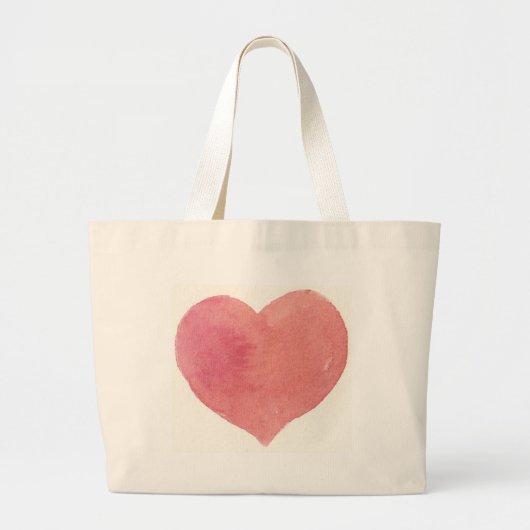 Waterverf Roos Gepeild hart Grote Tote Bag (Voorkant)