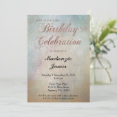 Waterverf Roos Gold Birthday Party Invitation Kaart (Staand voorkant)