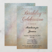 Waterverf Roos Gold Birthday Party Invitation Kaart (Voorkant / Achterkant)
