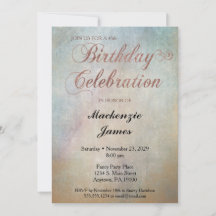 Waterverf Roos Gold Birthday Party Invitation