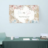 Waterverf Roos Gold en Navy Blue Gender Reveal Spandoek (Beurs)