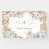 Waterverf Roos Gold en Navy Blue Gender Reveal Spandoek (Horizontaal)