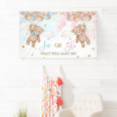 Waterverf Roos Gold en Navy Blue Gender Reveal Spandoek (Insitu)