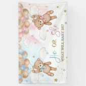 Waterverf Roos Gold en Navy Blue Gender Reveal Spandoek (Verticaal)