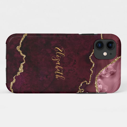 Waterverf Roos Gold Marble Agate Geode Case-Mate iPhone Case (Achterkant (horizontaal))