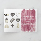 Waterverf Roos Gold Pink Happy Nurses Week Kaart (Binnen)