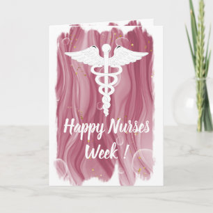 Waterverf Roos Gold Pink Happy Nurses Week Kaart