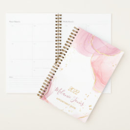 Waterverf Roos Goud Glitter Afspraak Boek Planner