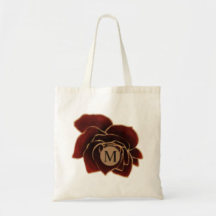waterverf roos goudbruin tote bag