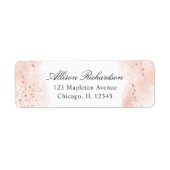 Waterverf roos goudbruine roze glitter etiket (Voorkant)