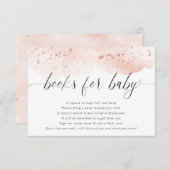 Waterverf roos gouden blush roze boeken baby meisj informatiekaartje (Voorkant / Achterkant)