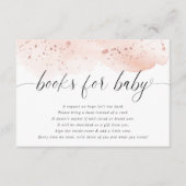Waterverf roos gouden blush roze boeken baby meisj informatiekaartje (Voorkant)