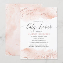 Waterverf roos gouden blush roze meisje baby showe