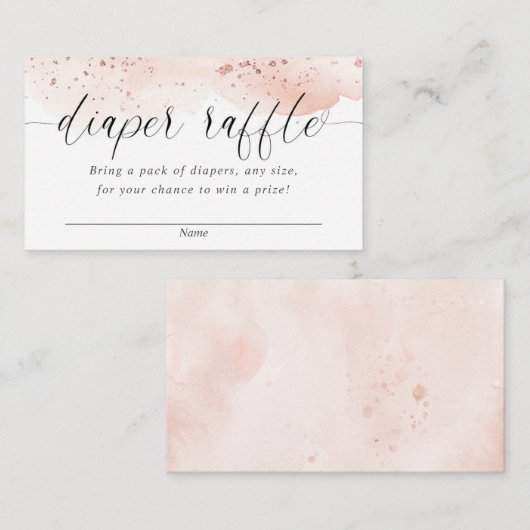 Waterverf roos gouden blush roze meisje luier lote informatiekaartje (Voorkant / Achterkant)