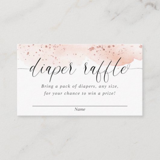 Waterverf roos gouden blush roze meisje luier lote informatiekaartje (Voorkant)