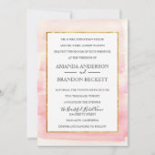 Waterverf Roos gouden foto bruiloft uitnodiging (Voorkant)