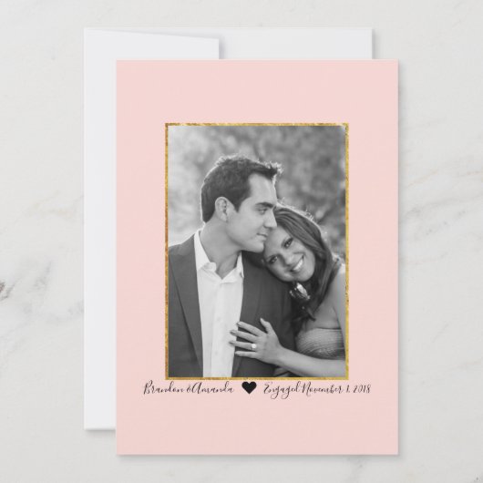 Waterverf Roos gouden foto bruiloft uitnodiging (Achterkant)