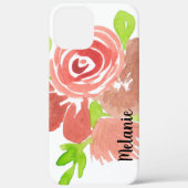 Waterverf Roos Greenery Blush Pink Monogrammed Case-Mate iPhone Case (Achterkant)