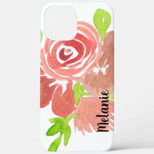 Waterverf Roos Greenery Blush Pink Monogrammed Case-Mate iPhone Case