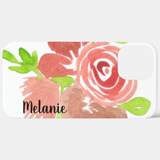 Waterverf Roos Greenery Blush Pink Monogrammed Case-Mate iPhone Case (Achterkant / Rechts)