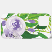 Waterverf Roos Greenery Paars Script Name Case-Mate iPhone Case (Achterkant (horizontaal))