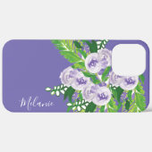 Waterverf Roos Greenery Paarse Green Monogramed Case-Mate iPhone Case (Achterkant / Rechts)