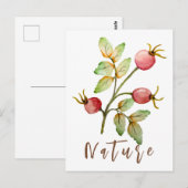 Waterverf roos heupen briefkaart (Voorkant / Achterkant)