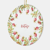 Waterverf roos heupen keramisch ornament (Links)
