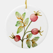 Waterverf roos heupen keramisch ornament (Achterkant)