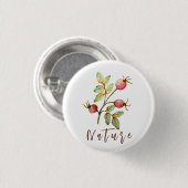 Waterverf roos heupen ronde button 3,2 cm (Voorkant /achterkant)
