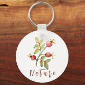 Waterverf roos heupen sleutelhanger (Voorkant)