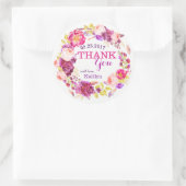 Waterverf Roos Hydrangea Bloemenkrans Dank u Ronde Sticker (Tas)