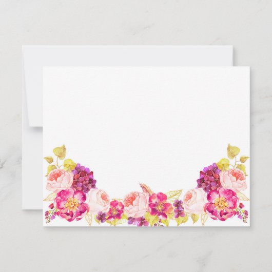 Waterverf Roos Hydrangea Floral Dank u kaart (Achterkant)