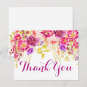 Waterverf Roos Hydrangea Floral Dank u kaart (Voorkant / Achterkant)