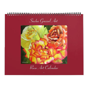 Waterverf Roos kalender Sacha Grossel