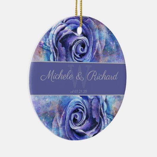 Waterverf Roos Keepomwille Keramisch Ornament (Rechts)