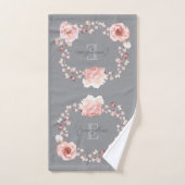 Waterverf Roos krans gepersonaliseerd | Gray Bad Handdoek (Handdoek)