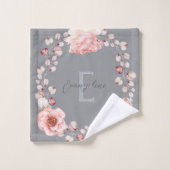 Waterverf Roos krans gepersonaliseerd | Gray Bad Handdoek (Wasdoekje)