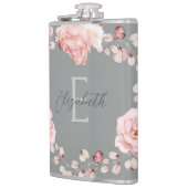 Waterverf Roos krans gepersonaliseerd | Gray Heupfles (Links)