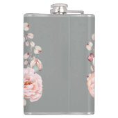 Waterverf Roos krans gepersonaliseerd | Gray Heupfles (Achterkant)