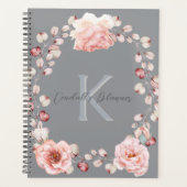 Waterverf Roos krans gepersonaliseerd | Gray Planner (Voorkant)