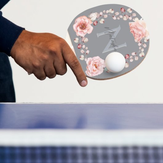 Waterverf Roos krans gepersonaliseerd | Gray Tafeltennisbatje (Insitu)