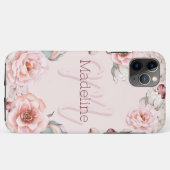 Waterverf Roos krans gepersonaliseerd | Roze Case-Mate iPhone Case (Achterkant (horizontaal))