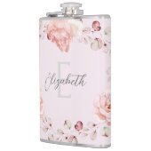 Waterverf Roos krans gepersonaliseerd | Roze Heupfles (Links)