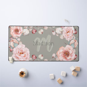 Waterverf Roos krans gepersonaliseerd   Sage Green Bureaumat