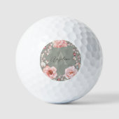 Waterverf Roos krans gepersonaliseerd | Sage Green Golfballen (Voorkant)