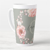 Waterverf Roos krans gepersonaliseerd | Sage Green Latte Mok (Linkerhoek)