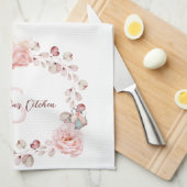 Waterverf Roos krans gepersonaliseerd Theedoek (Quarter Fold)