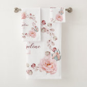 Waterverf Roos krans gepersonaliseerd | Wit Bad Handdoek (Insitu)